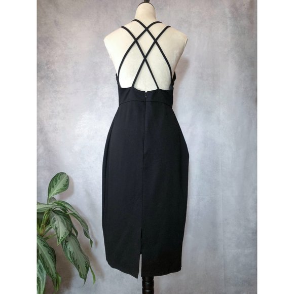 HARPER + LEMON Halter Dress Sleeveless Bodycon Midi Black Size L NWT - Picture 3 of 11